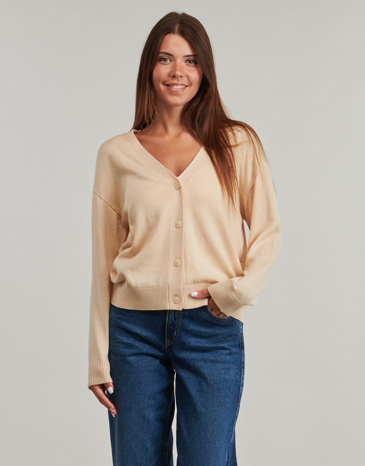 Gilet / Cardigan Donna Guess  GJ LS VN MINI TRIANGLE CARDI  Beige