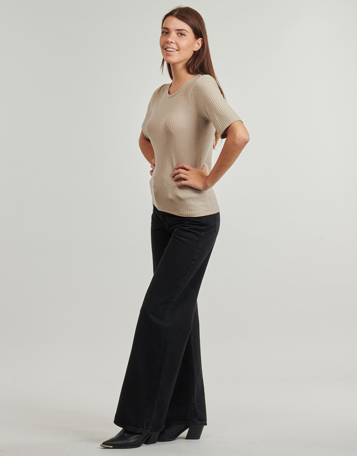 T-shirt Donna Only Play  ONPSEREN ON 2/4 REG RIB  Beige