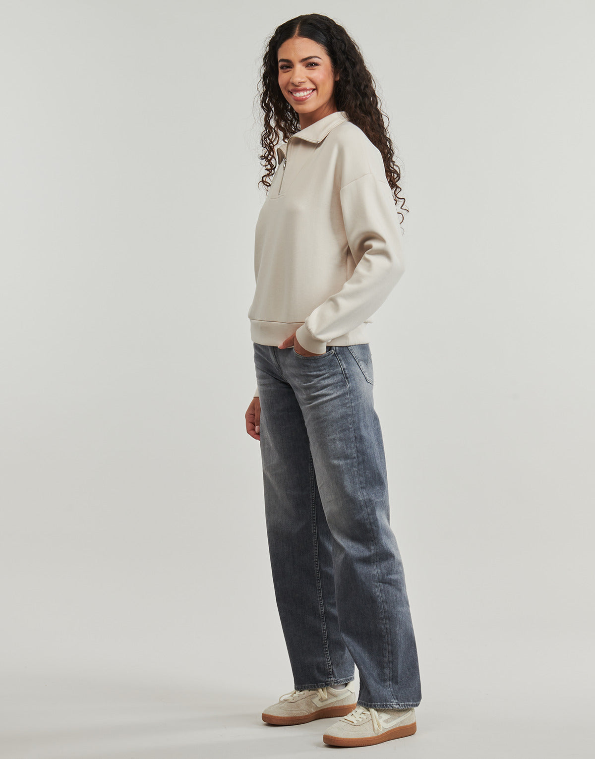 Felpa Donna Only Play  ONPLOUNGE HN LS  Beige