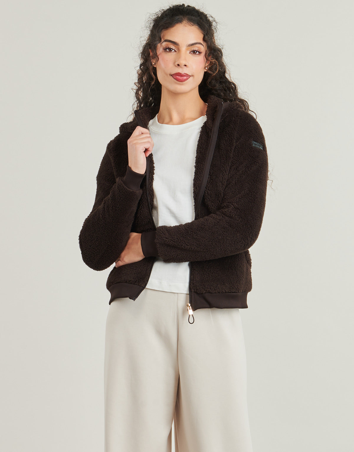 Felpa Donna Only Play  ONPFLUFFY HOOD FZ  Marrone