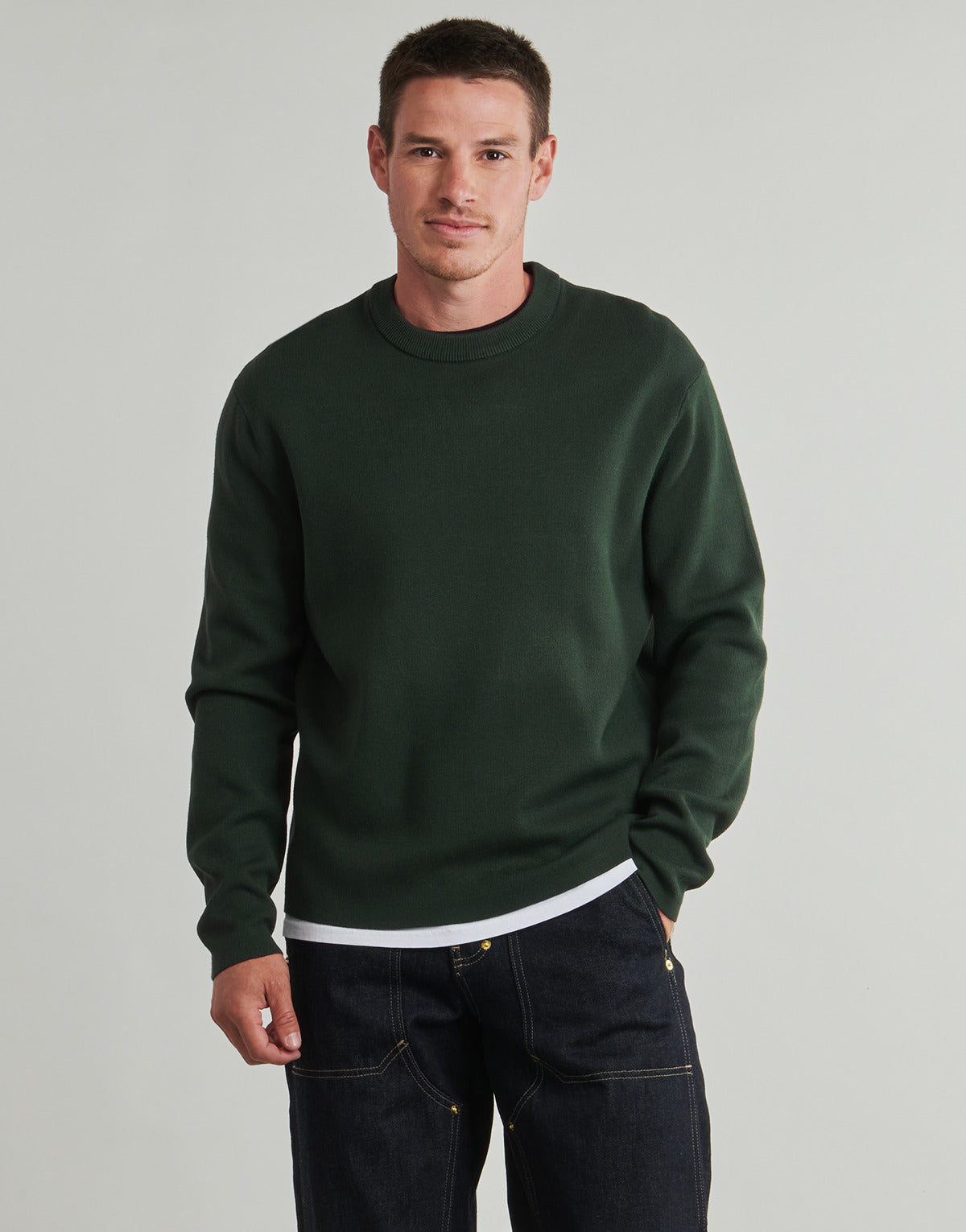 Maglione Uomo Selected  SLHTELLER FN RELAXED CREW NECK  Verde