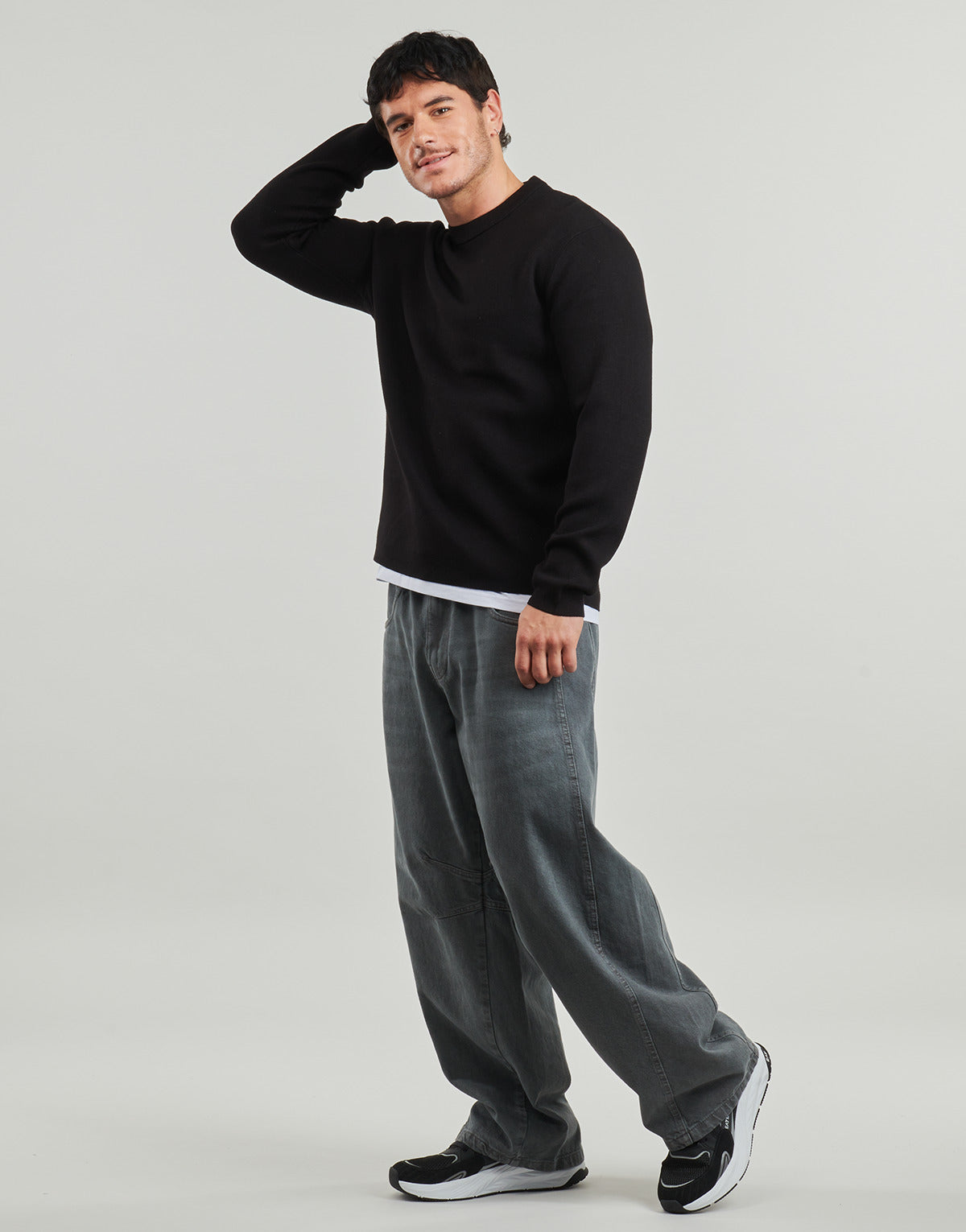 Maglione Uomo Selected  SLHTELLER FN RELAXED CREW NECK  Nero