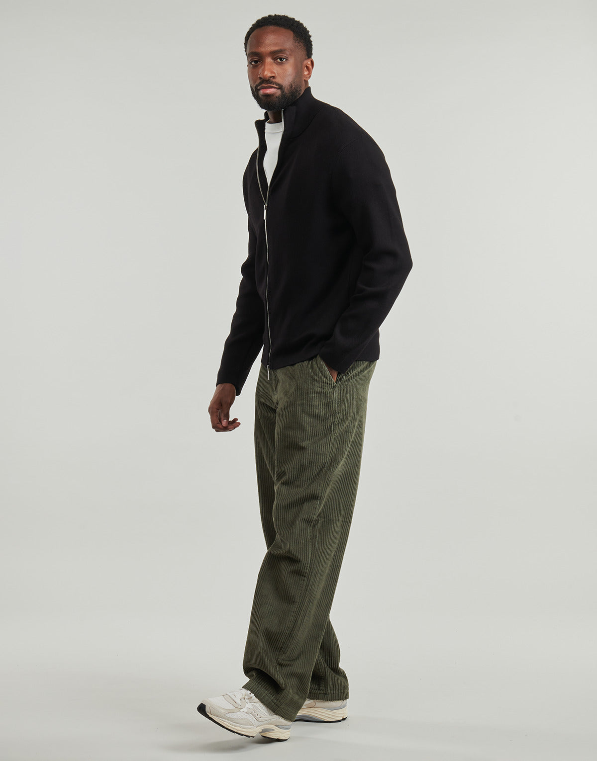 Maglione Uomo Selected  SLHTELLERFN RELAXED FZ  Nero