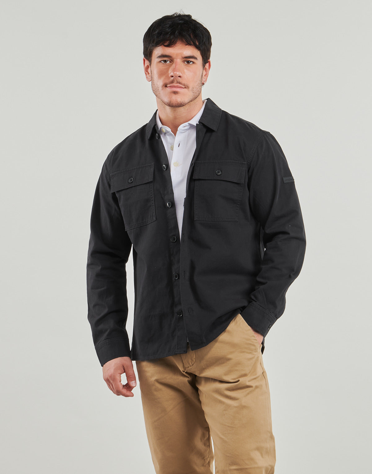 Camicia a maniche lunghe Uomo Jack & Jones  JCOGRID CLASSIC  Nero