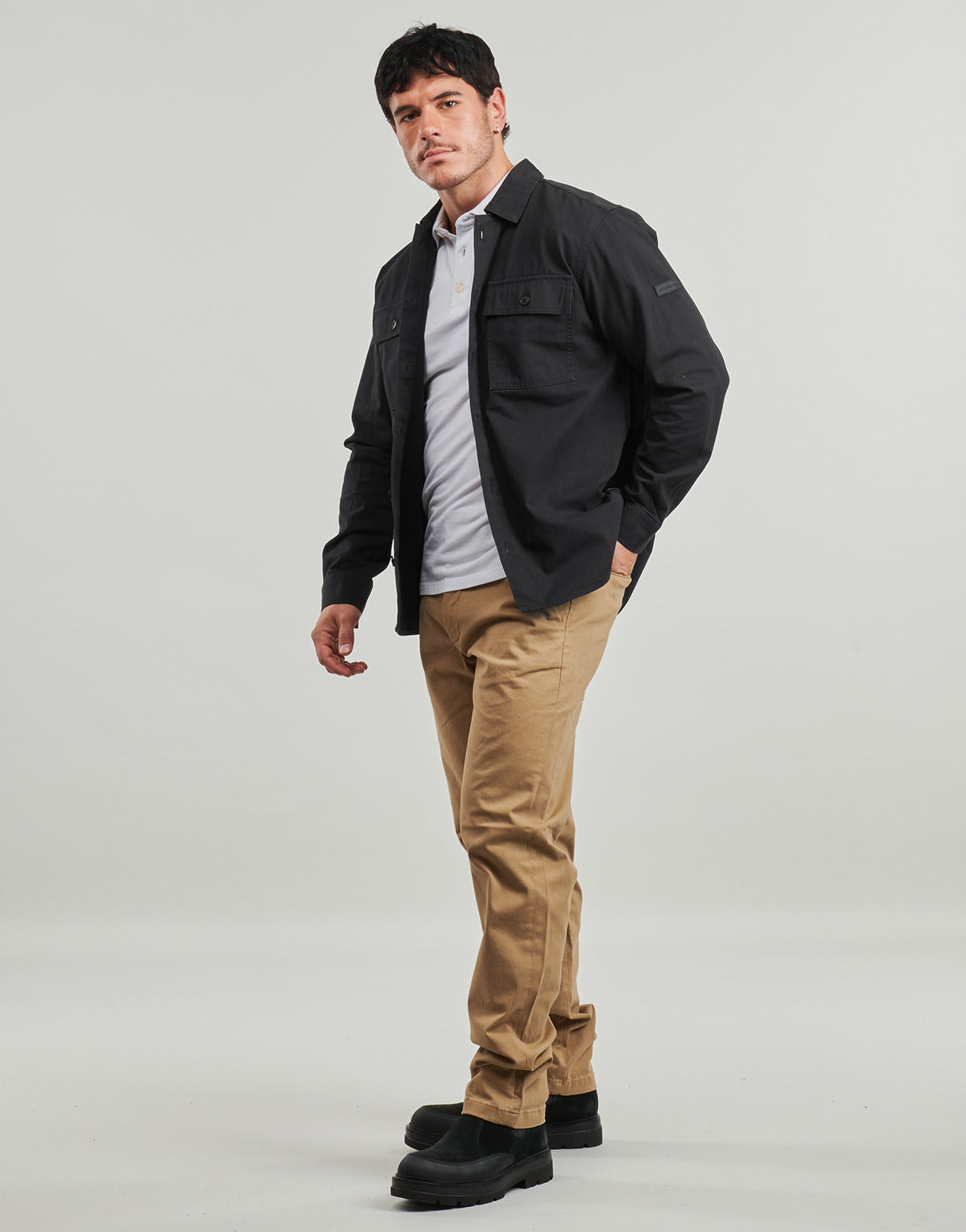 Camicia a maniche lunghe Uomo Jack & Jones  JCOGRID CLASSIC  Nero