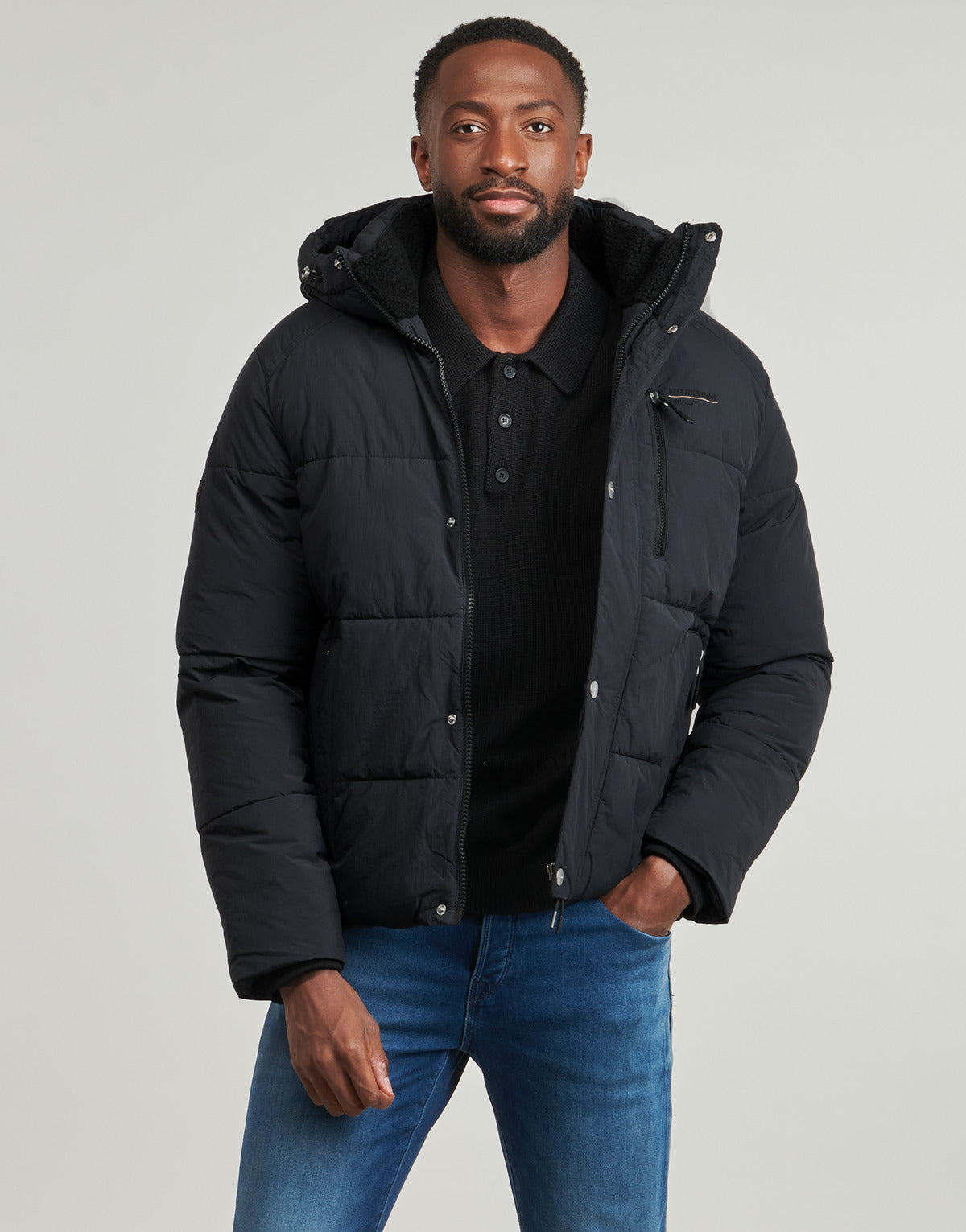 Piumino Uomo Jack & Jones  JORYORK HOOD PUFFER  Nero