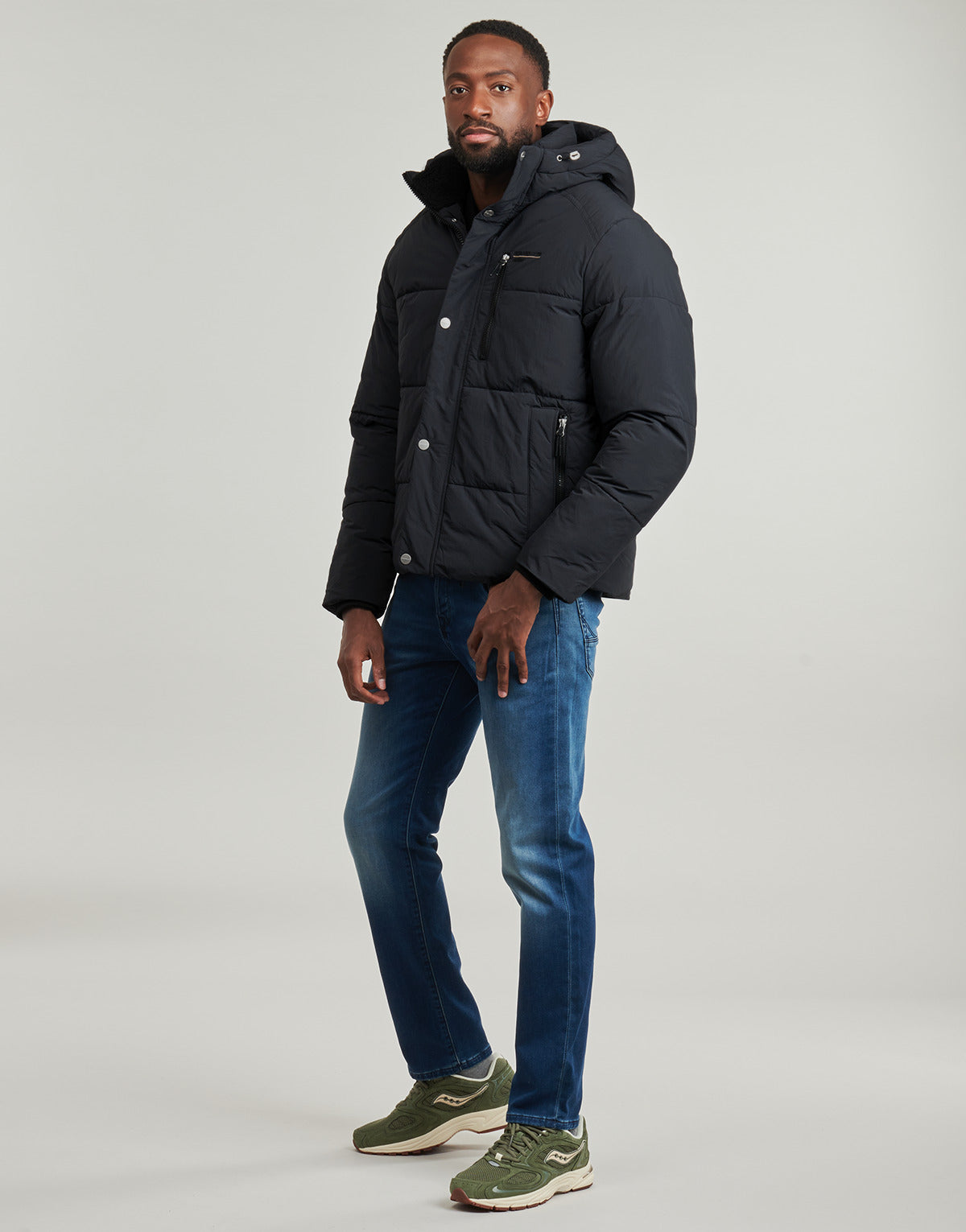 Piumino Uomo Jack & Jones  JORYORK HOOD PUFFER  Nero