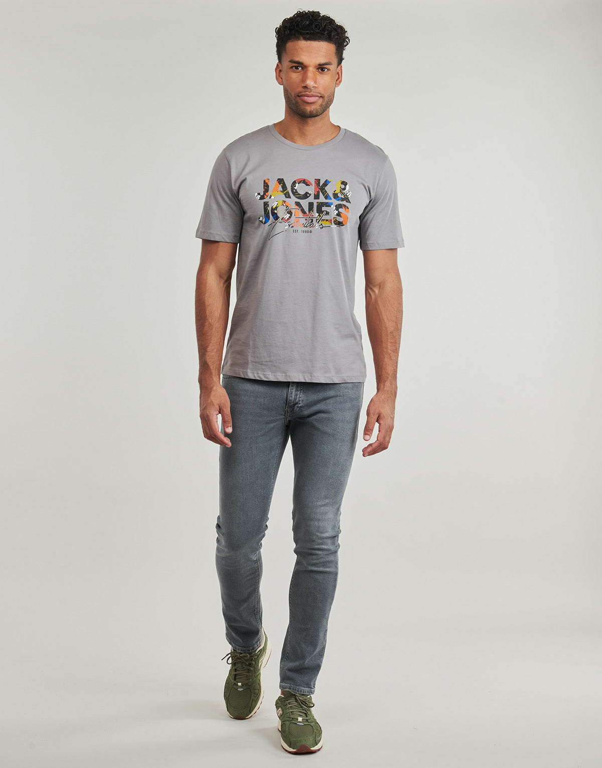 Jeans Slim Uomo Jack & Jones  JJIGLENN JJFELIX AM 646  Grigio