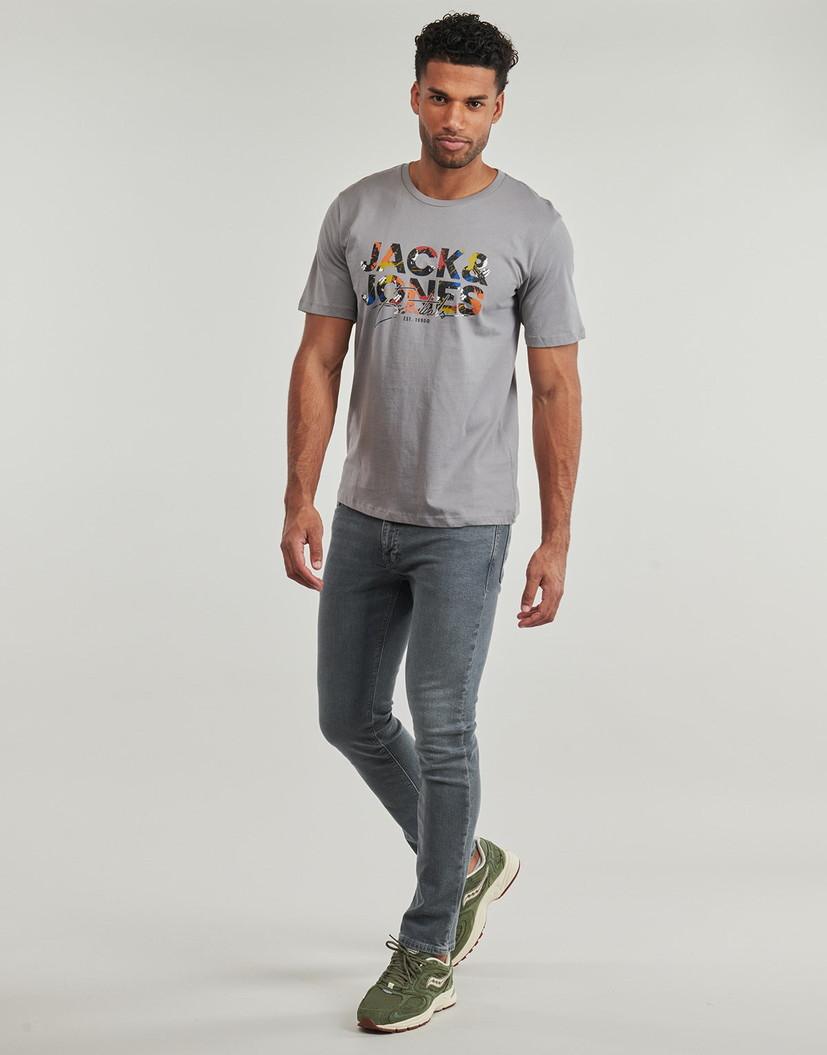 Jeans Slim Uomo Jack & Jones  JJIGLENN JJFELIX AM 646  Grigio
