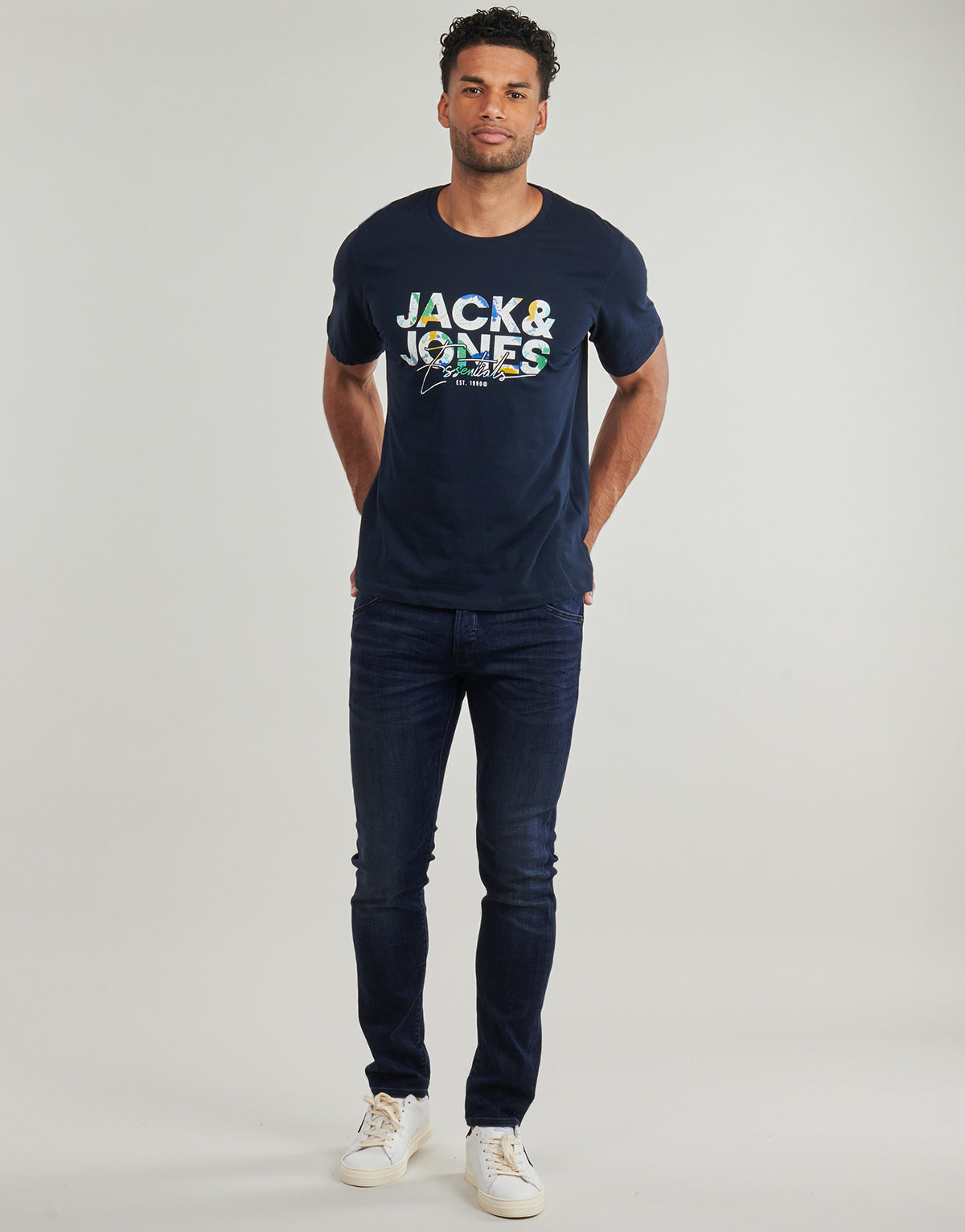 Jeans Slim Uomo Jack & Jones  JJIGLENN JJFOX 50SPS CB 104  Blu