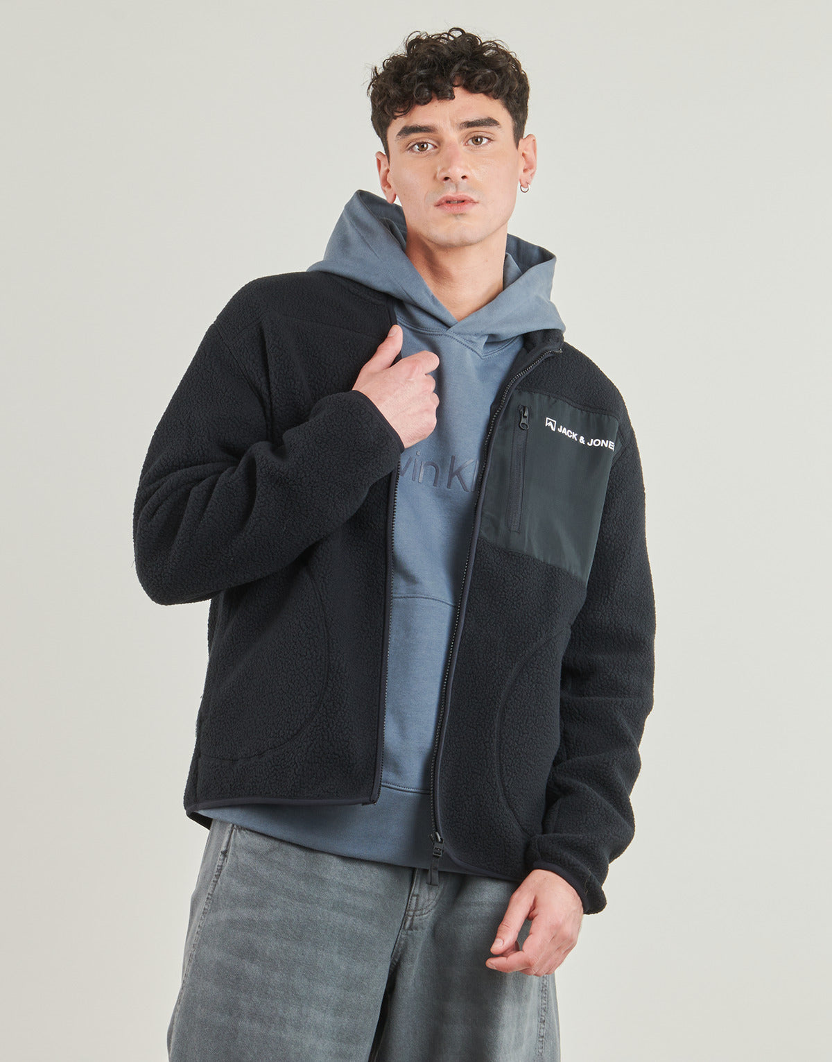 Felpa Uomo Jack & Jones  JJALPES TEDDY  Nero