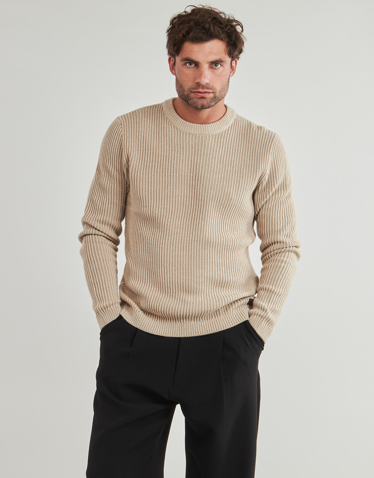 Maglione Uomo Jack & Jones  JJEDOVER KNIT CREW NECK  Beige