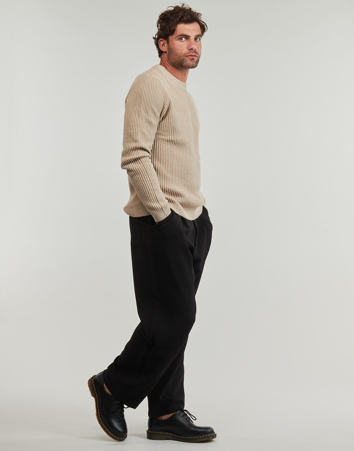 Maglione Uomo Jack & Jones  JJEDOVER KNIT CREW NECK  Beige