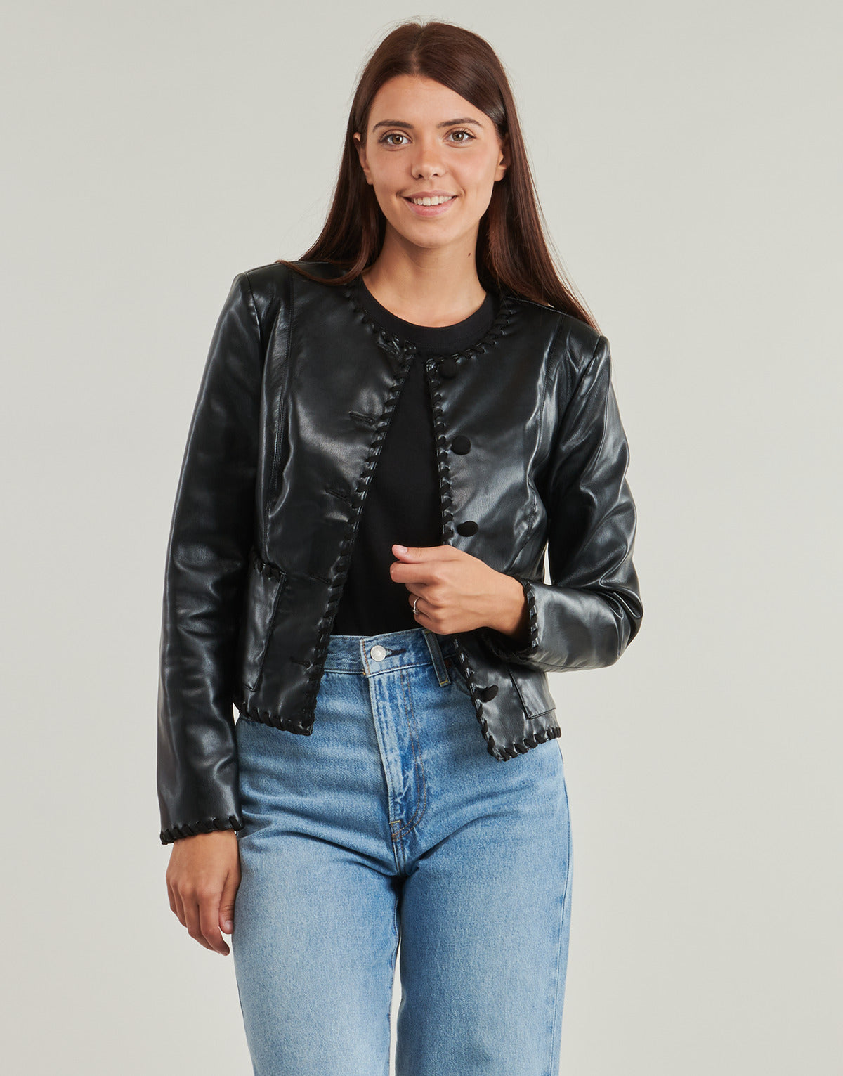 Giacca in pelle Donna Guess LEONTINE Nero