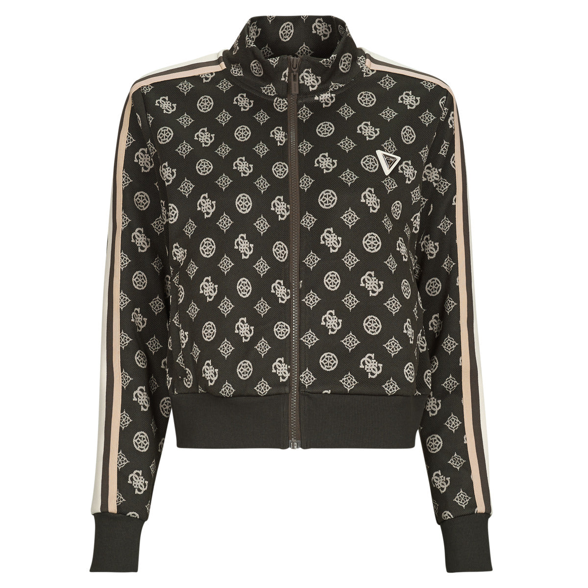 Felpa Donna Guess PEONY TAPED FULLZIP SWEATSHIRT Nero