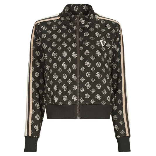 Felpa Donna Guess PEONY TAPED FULLZIP SWEATSHIRT Nero