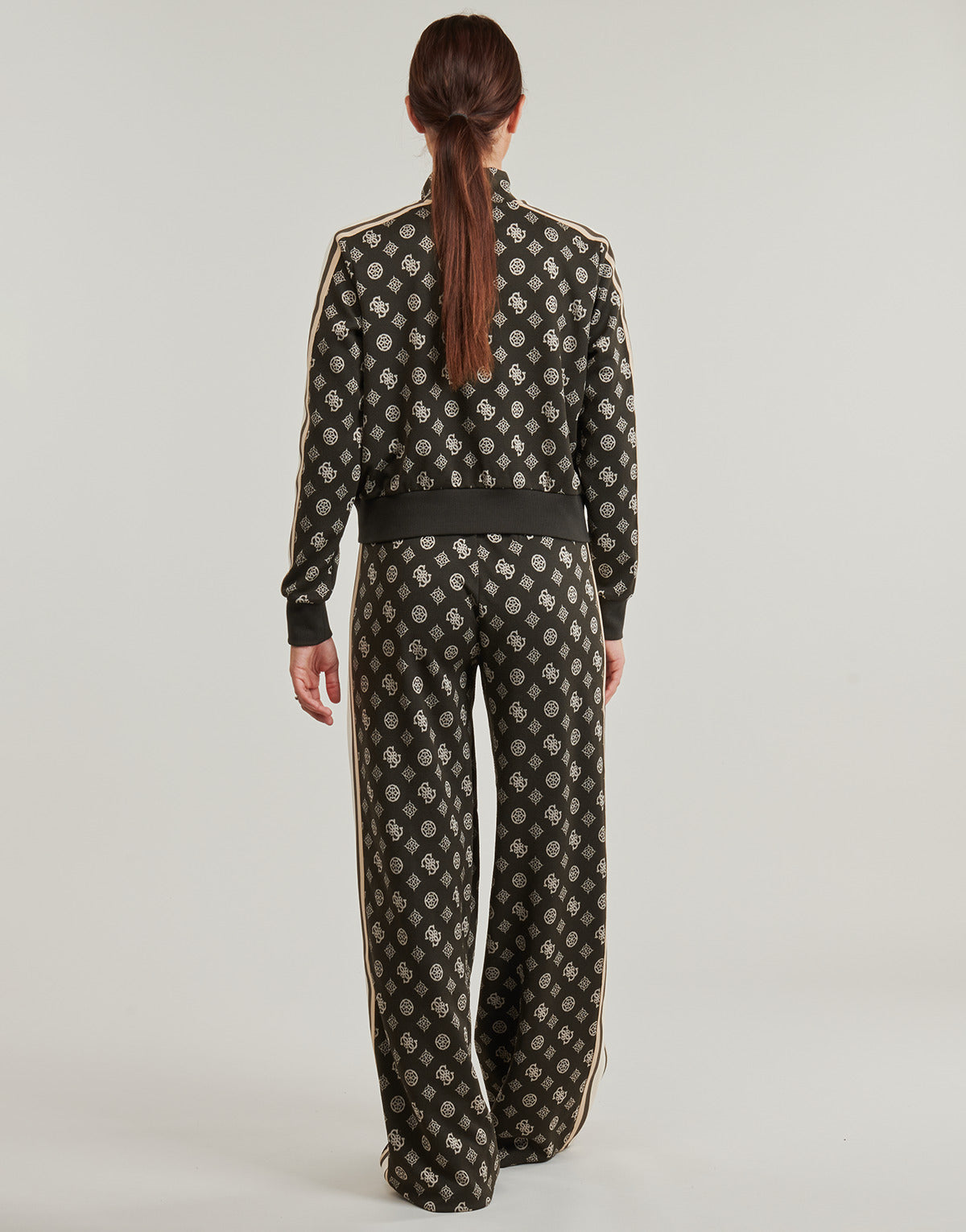 Felpa Donna Guess PEONY TAPED FULLZIP SWEATSHIRT Nero