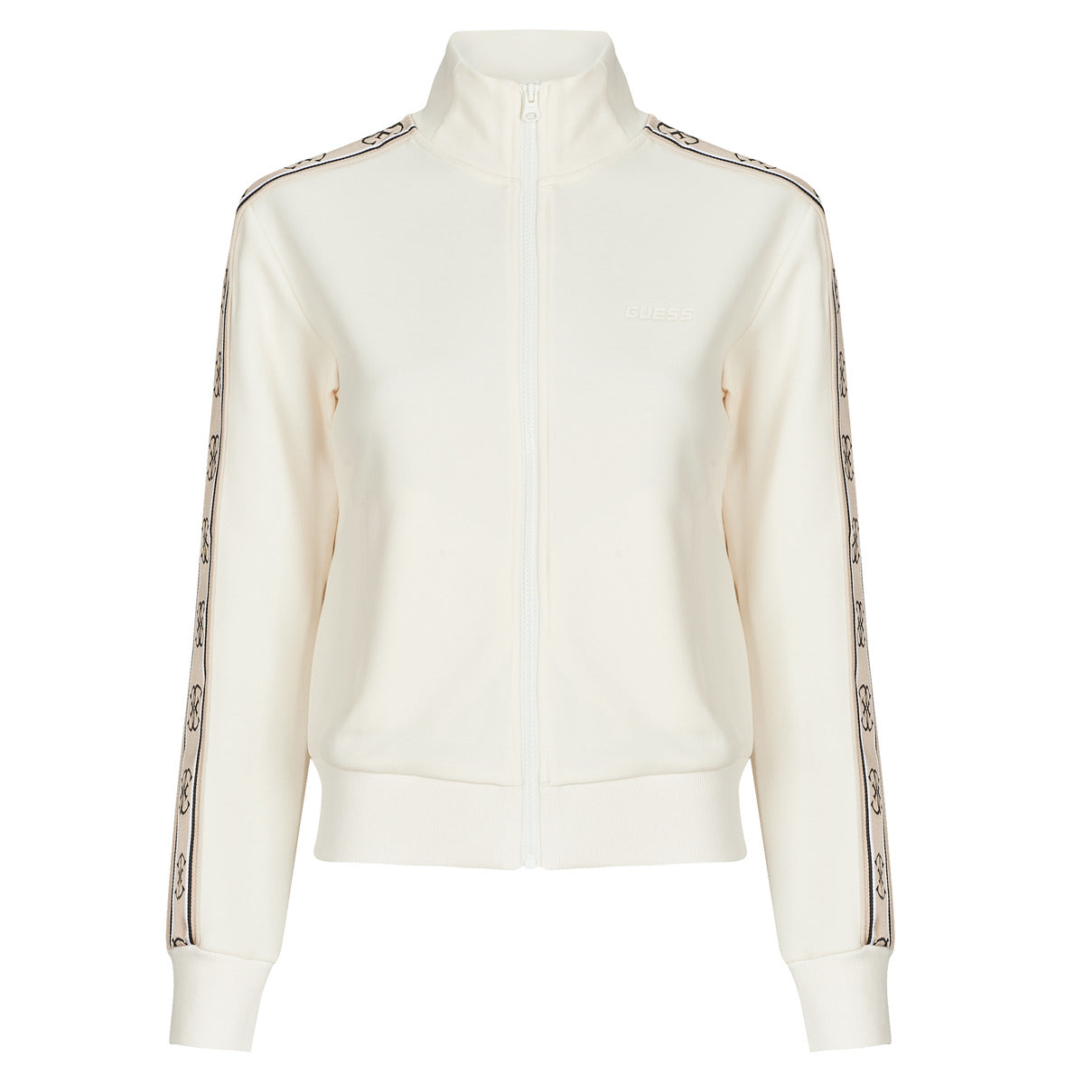 Felpa Donna Guess  BRITNEY FULL ZIP SWEATSHIRT  Bianco