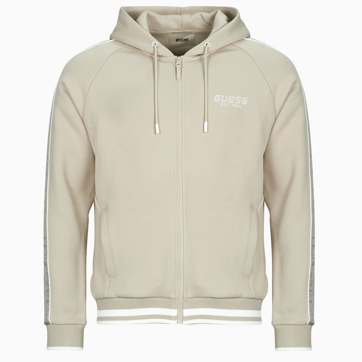 Felpa Uomo Guess  FINLO ZIPPED HOODIE  Beige