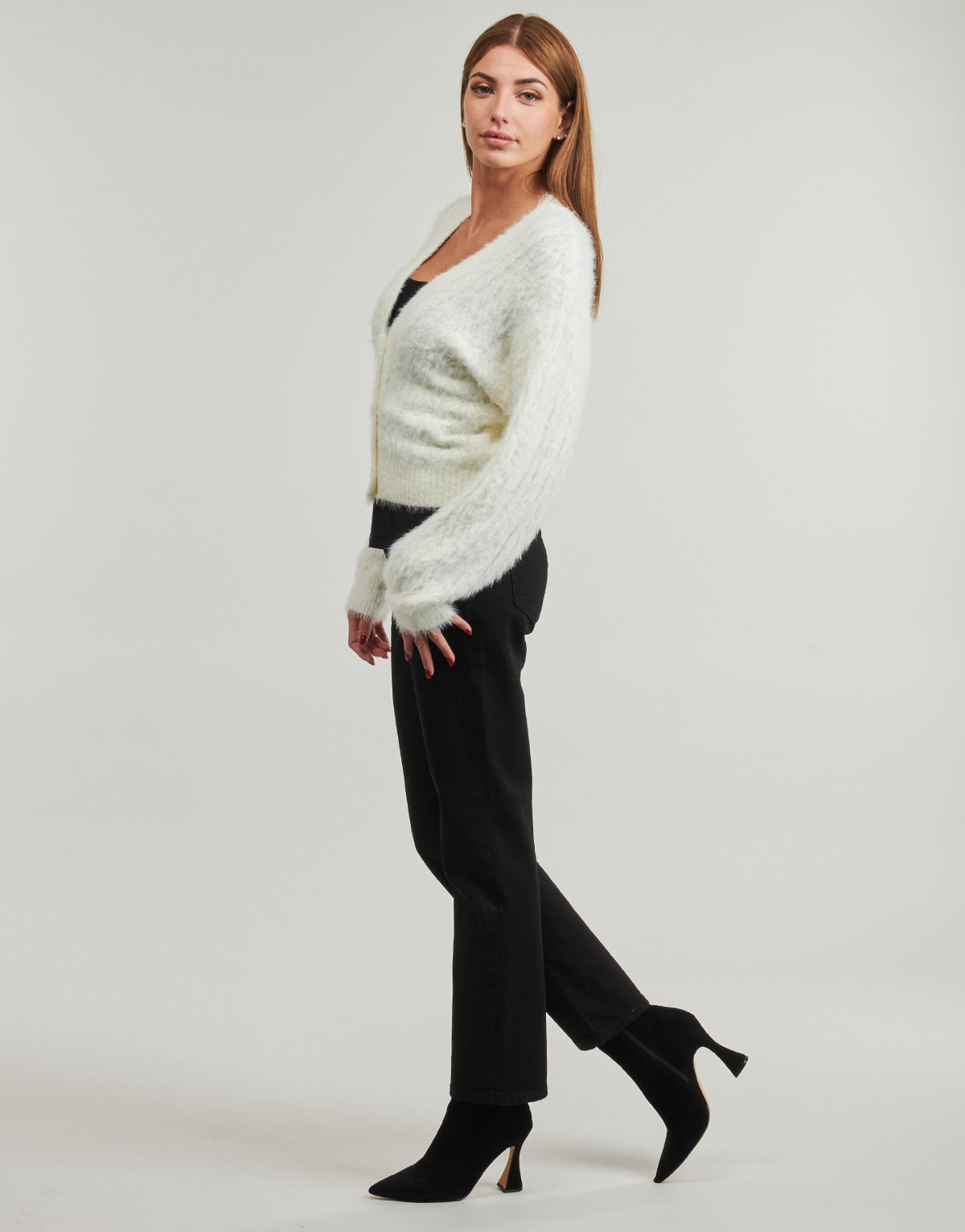 Gilet / Cardigan Donna Guess  KINAKO FUZZY  Bianco