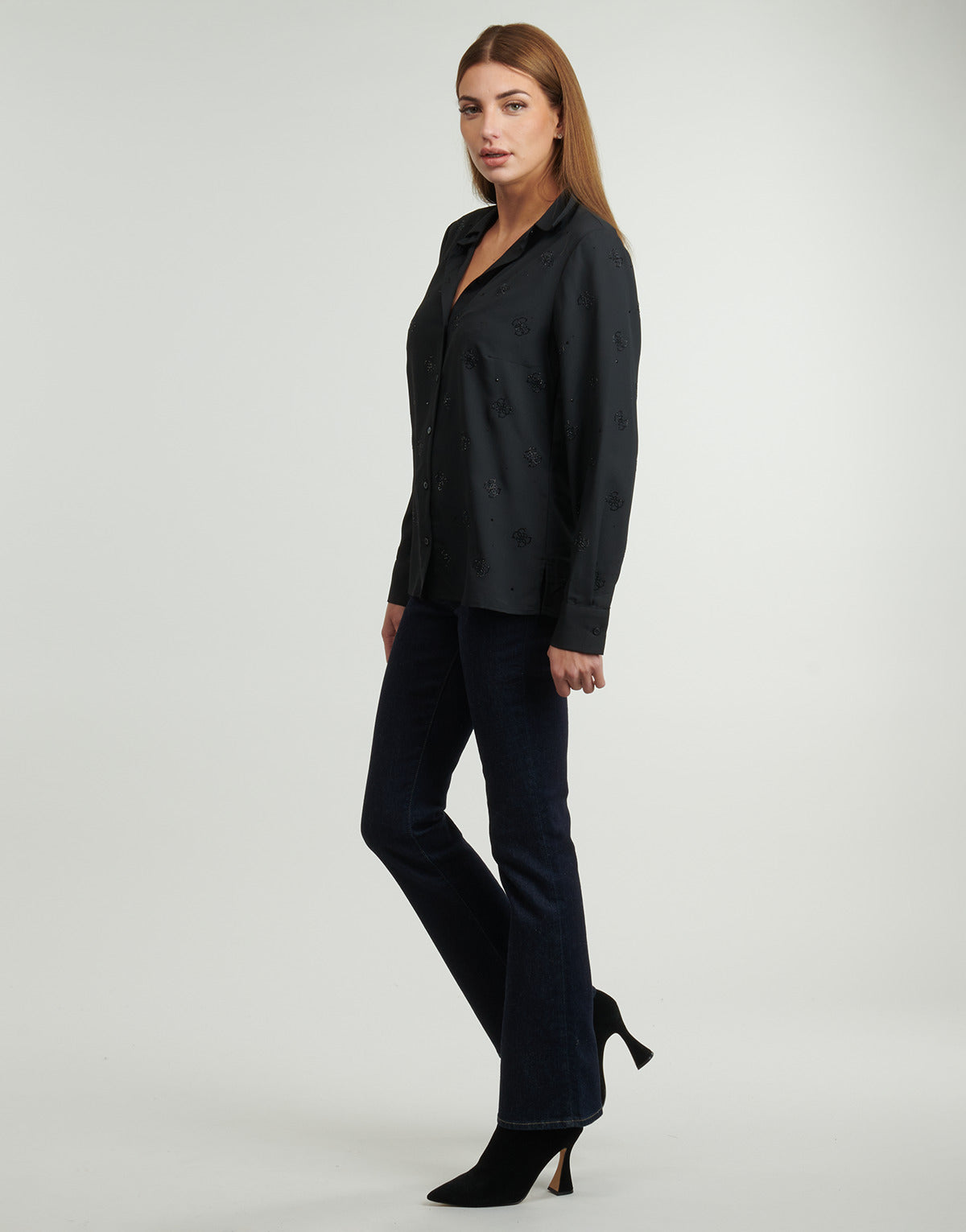 Camicia Donna Guess  FLORE LOGO HOTFIX  Nero