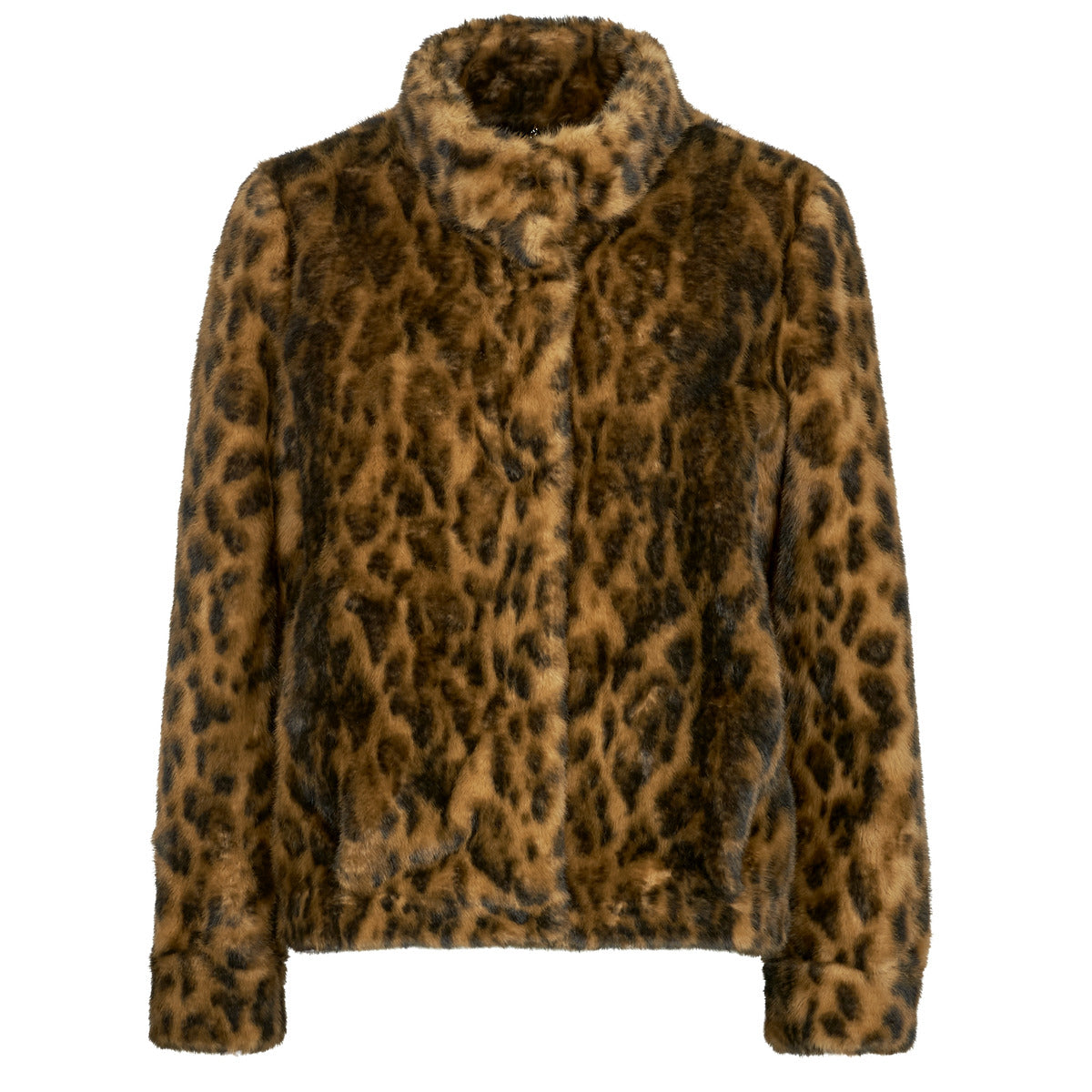 Mantella Donna Guess  LUNA FAUX FURE LEOPARD  Marrone