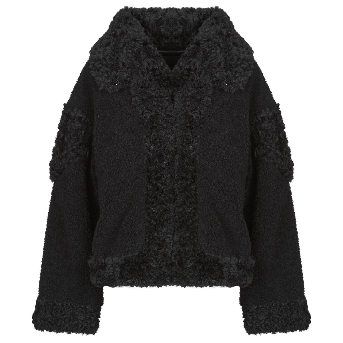 Giubbotto Donna Guess  EZRA OVERSIZE FAUX FURE  Nero