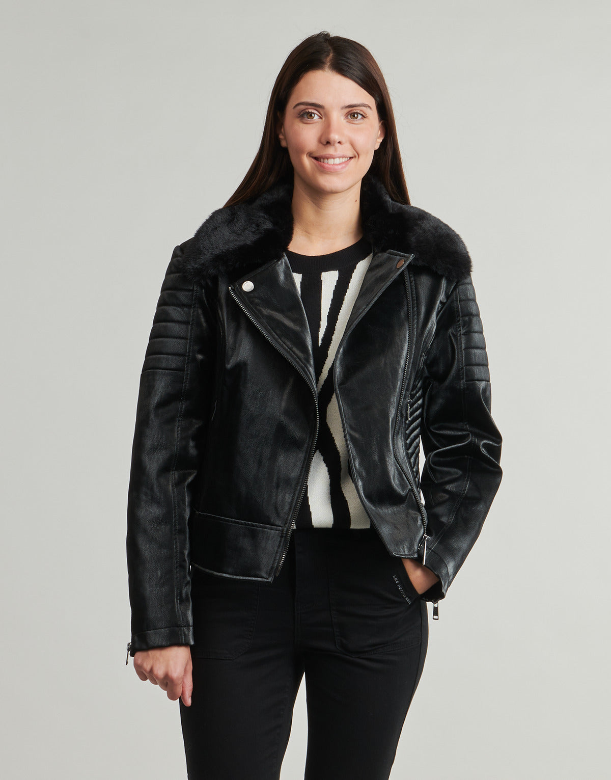 Giubbotto Donna Guess  DARCEY BIKER  Nero