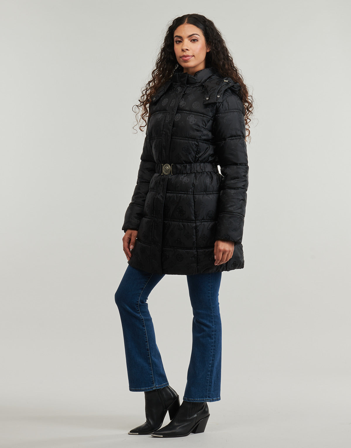 Piumino Donna Guess  IMMA LOGO MIDI  Nero