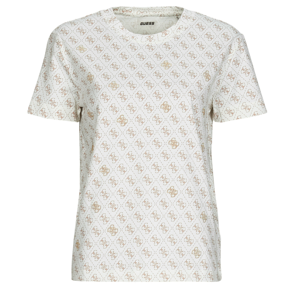 T-shirt Donna Guess  4G RHOMBUS STUDS  Beige