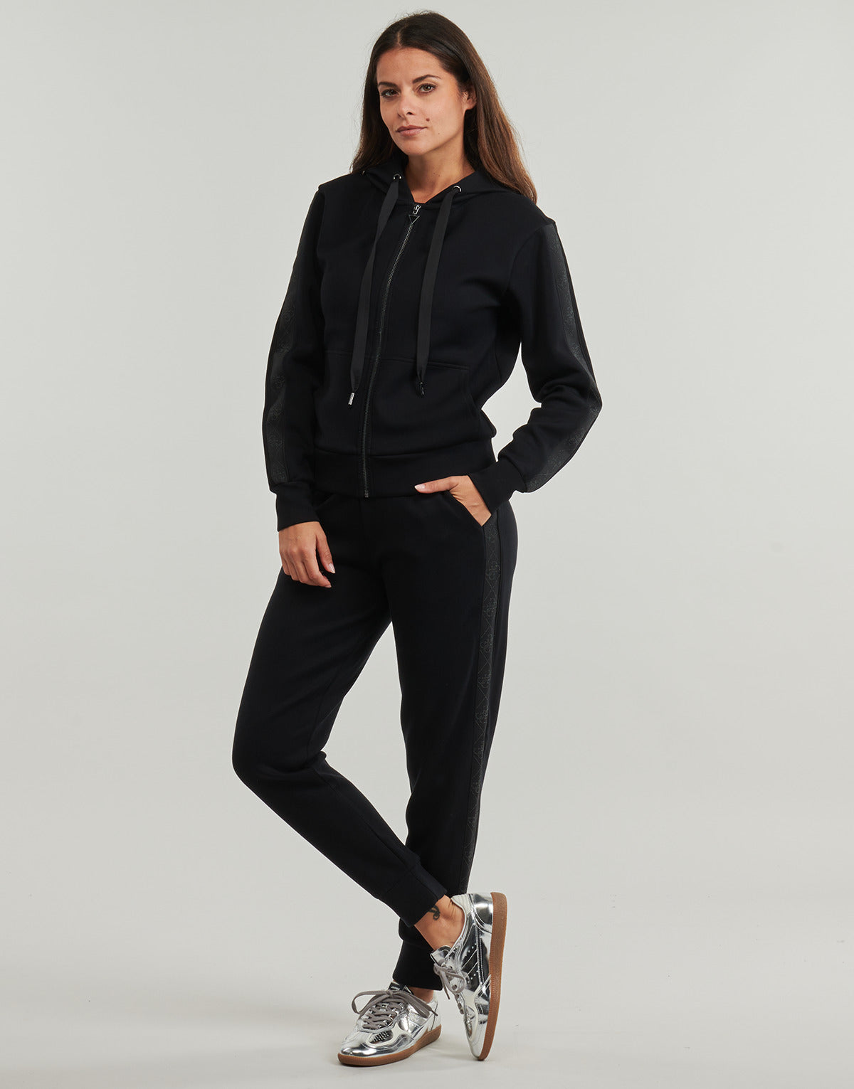 Felpa Donna Guess  NEW HOODED SCUBA  Nero