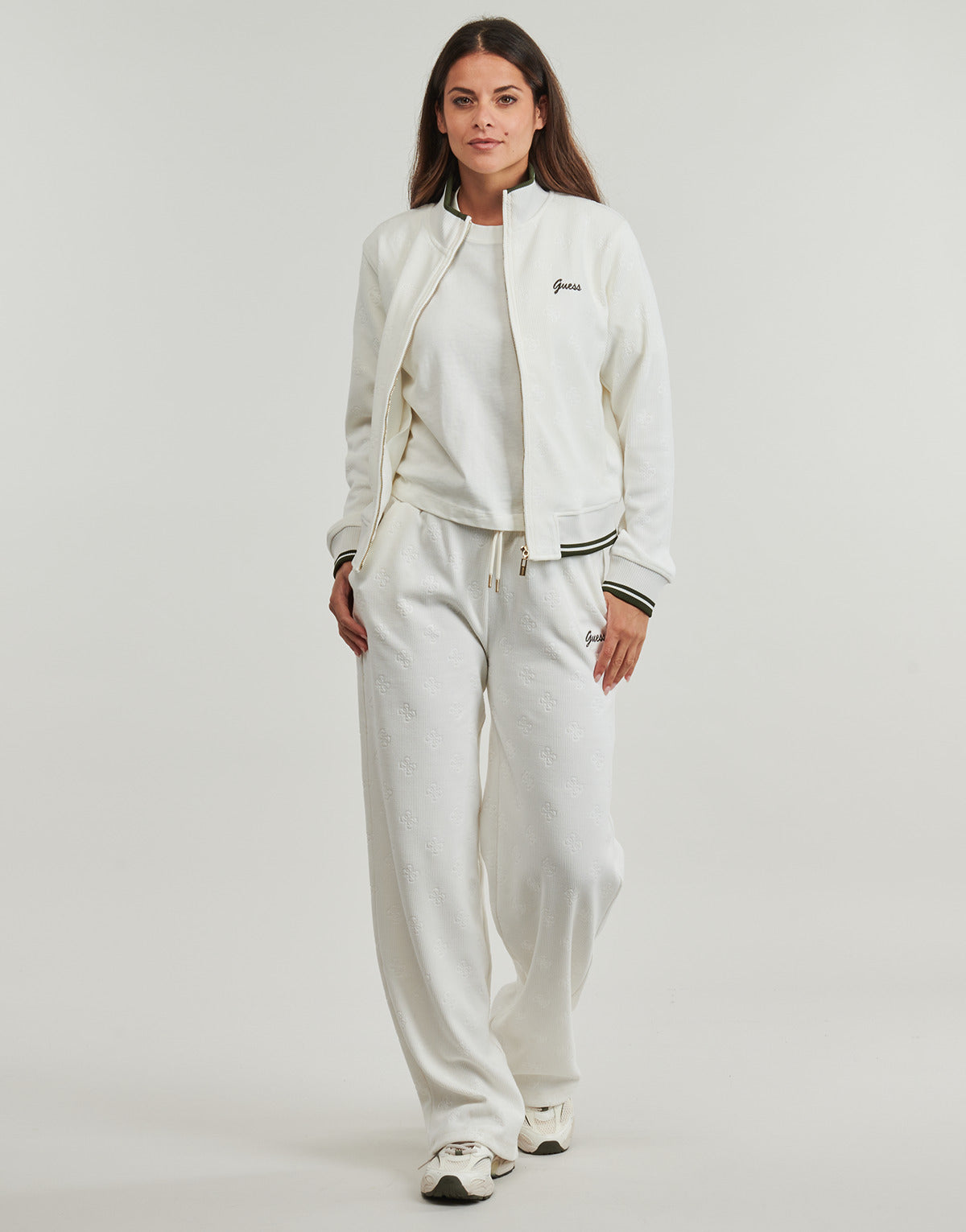 Pantaloni Sportivi Donna Guess  PAULINA WIDE LEG  Bianco