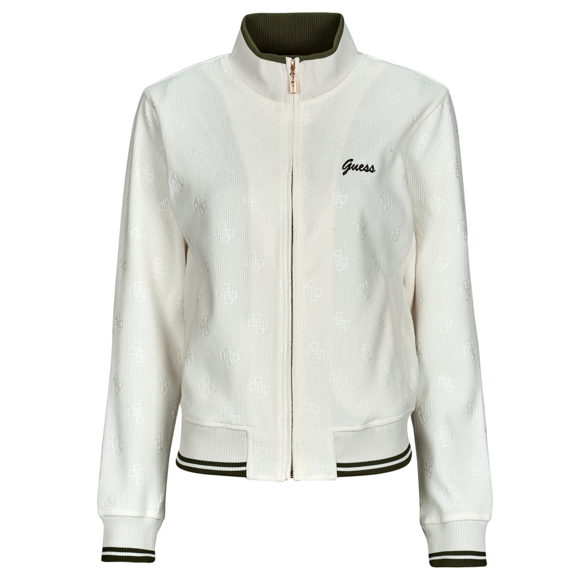 Felpa Donna Guess  PAULINA FULL ZIP  Bianco
