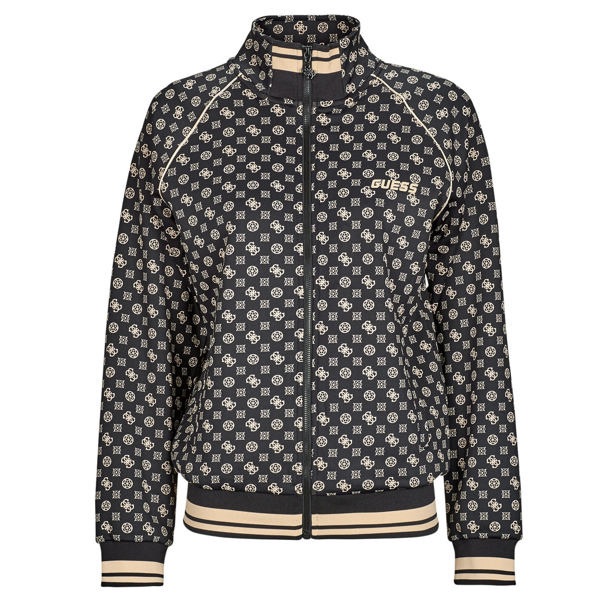 Felpa Donna Guess  AGGIE FULL ZIP  Nero