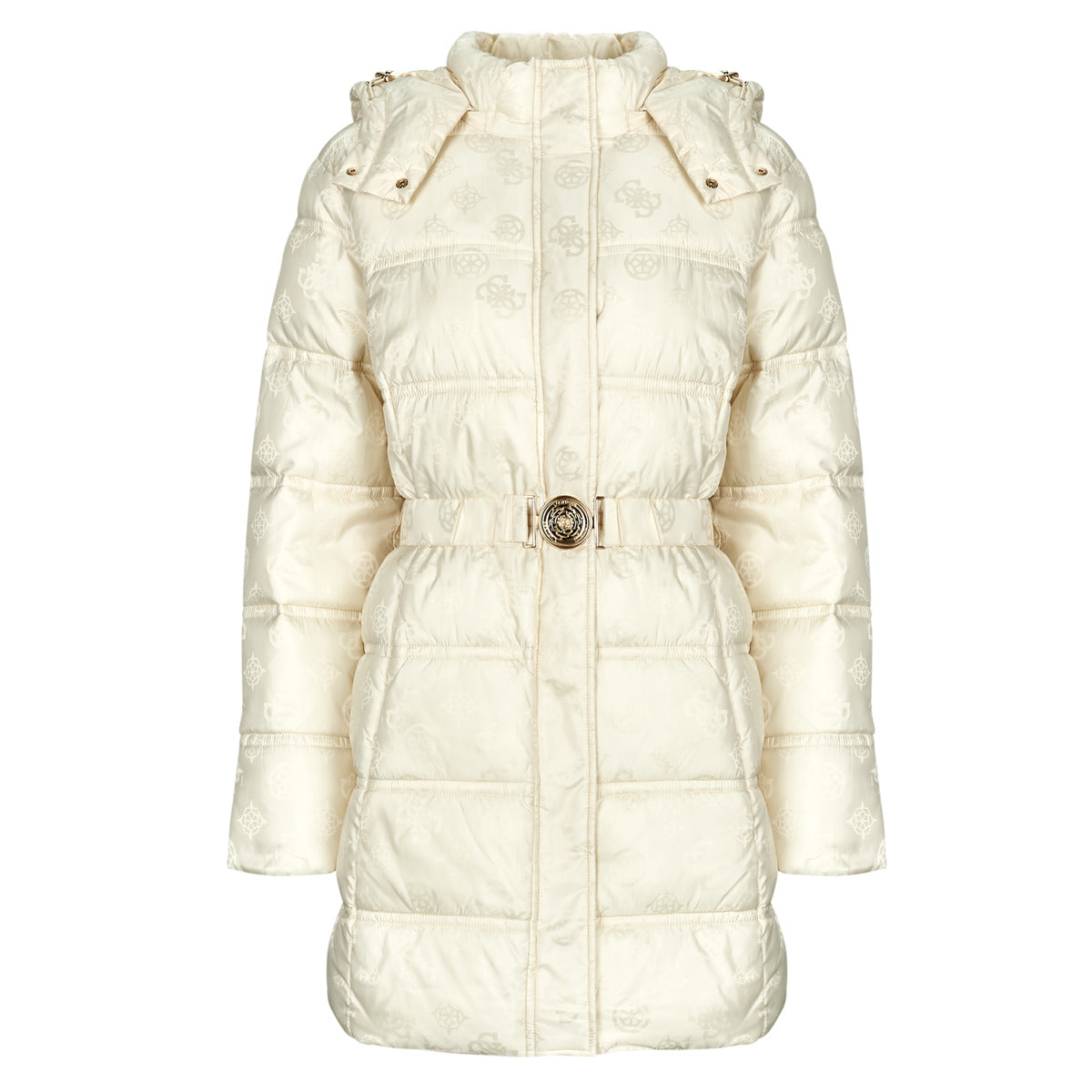 Piumino Donna Guess  IMMA LOGO MIDI  Beige