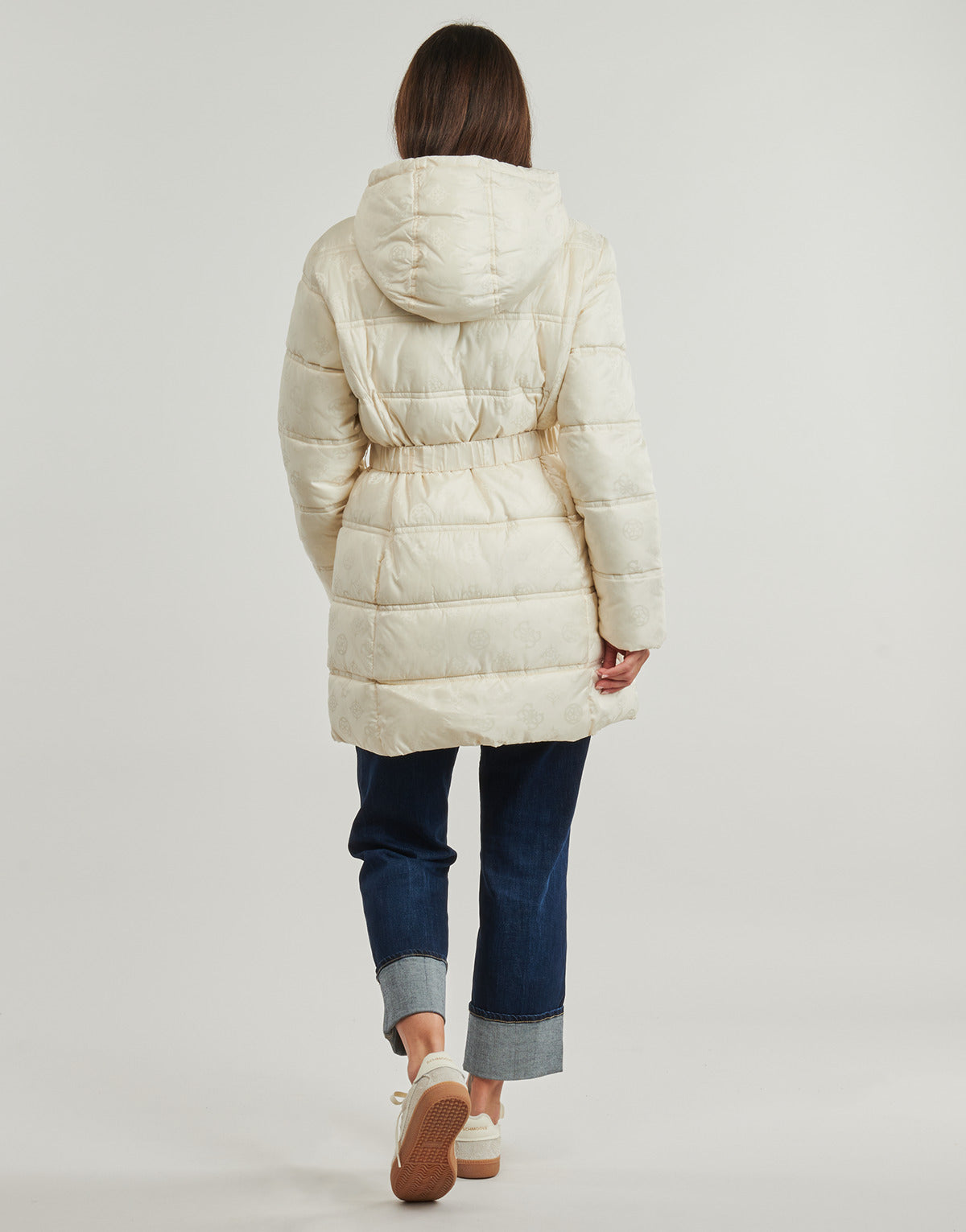 Piumino Donna Guess  IMMA LOGO MIDI  Beige