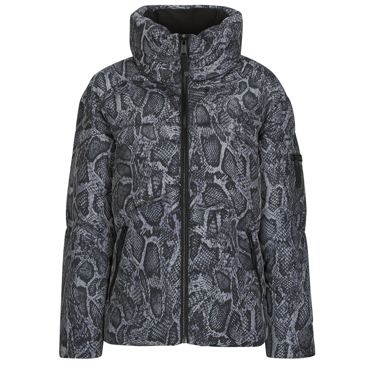 Piumino Donna Guess  MARTINA PRINT CROP  Grigio