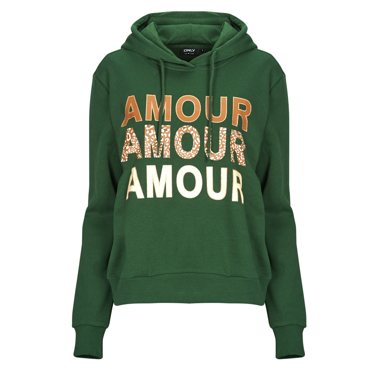 Felpa Donna Only  ONLMAIA L/S BELIEVE HOOD  Verde