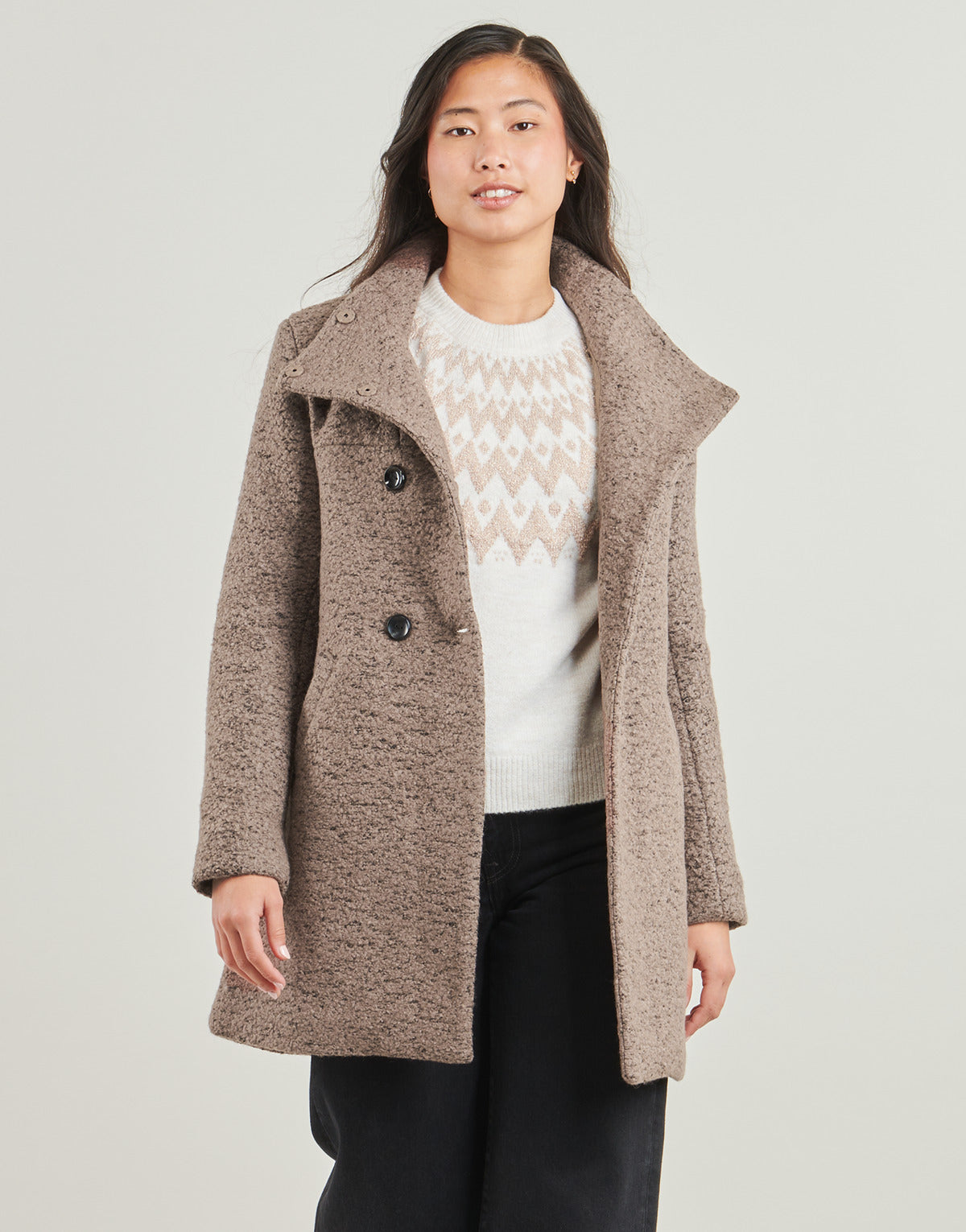 Mantella Donna Only  ONLNEWSOPHIA WOOL  Marrone