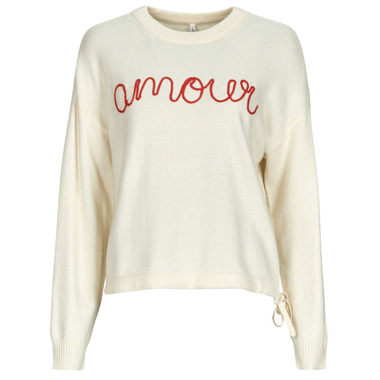 Felpa Donna Only  ONLKATIA LS TEXT  Bianco