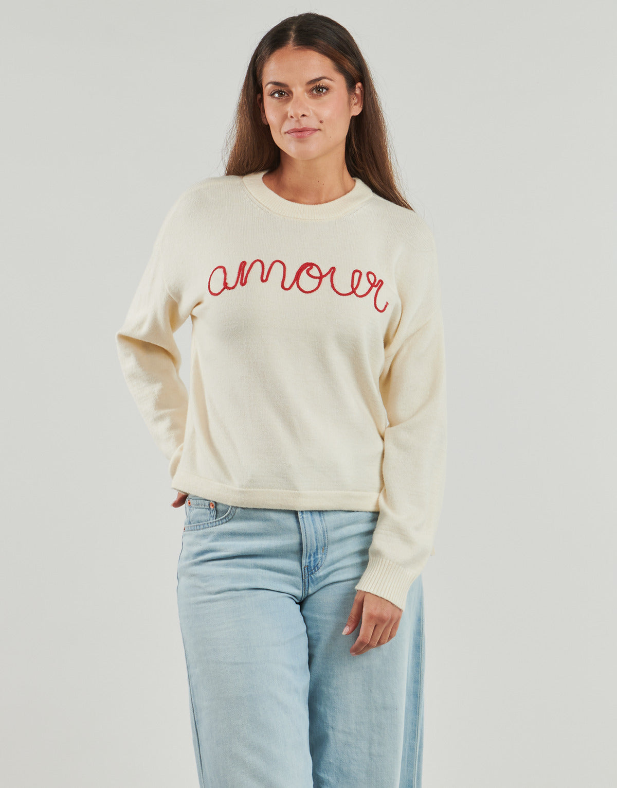 Felpa Donna Only  ONLKATIA LS TEXT  Bianco