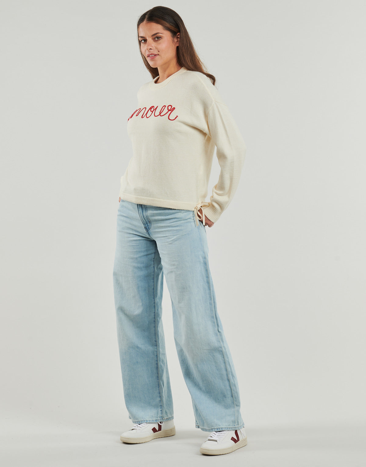 Felpa Donna Only  ONLKATIA LS TEXT  Bianco