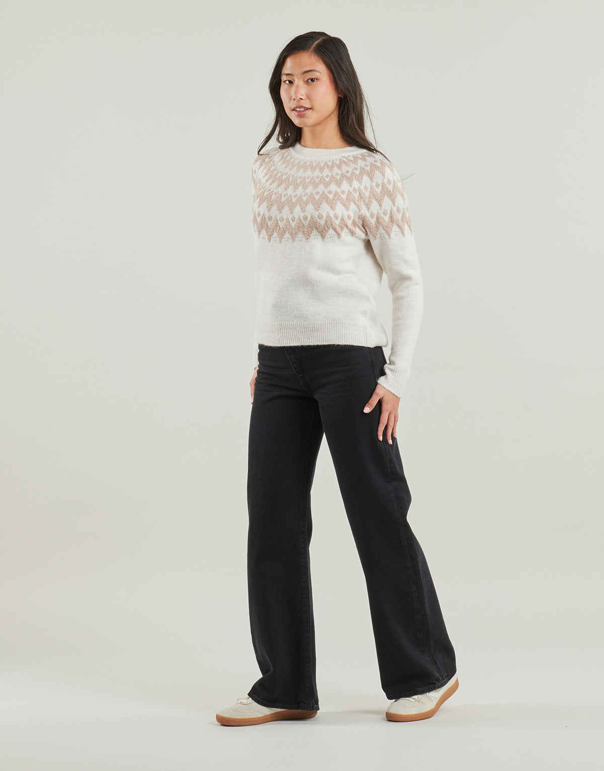 Maglione Donna Only  ONLFRY LS JQ GLITTER  Beige