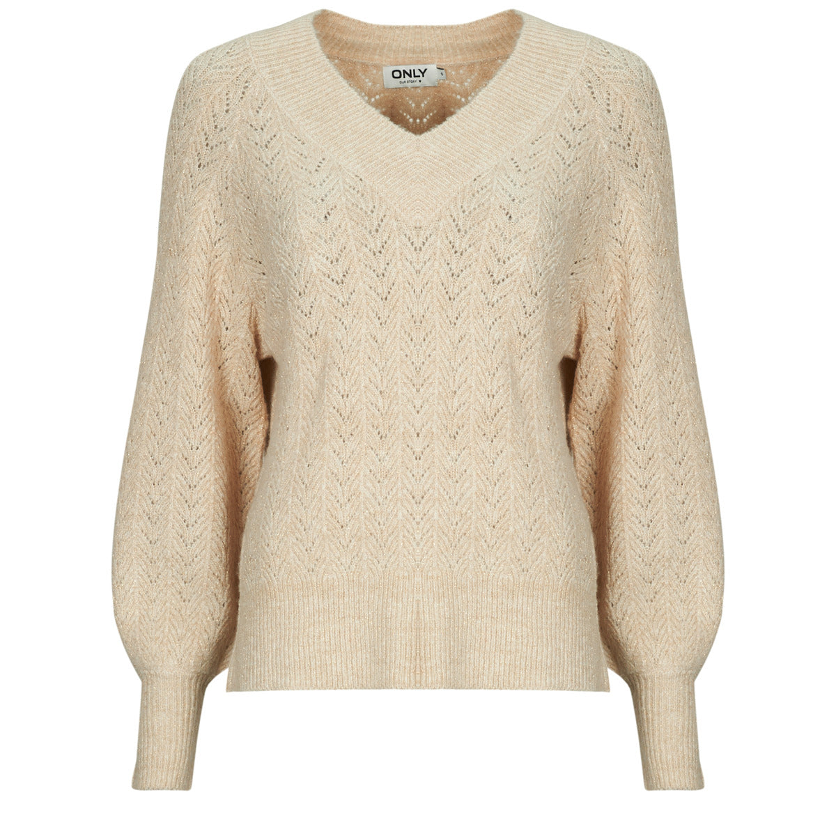 Maglione Donna Only  ONLLUCILLA LS GLITTER  Beige