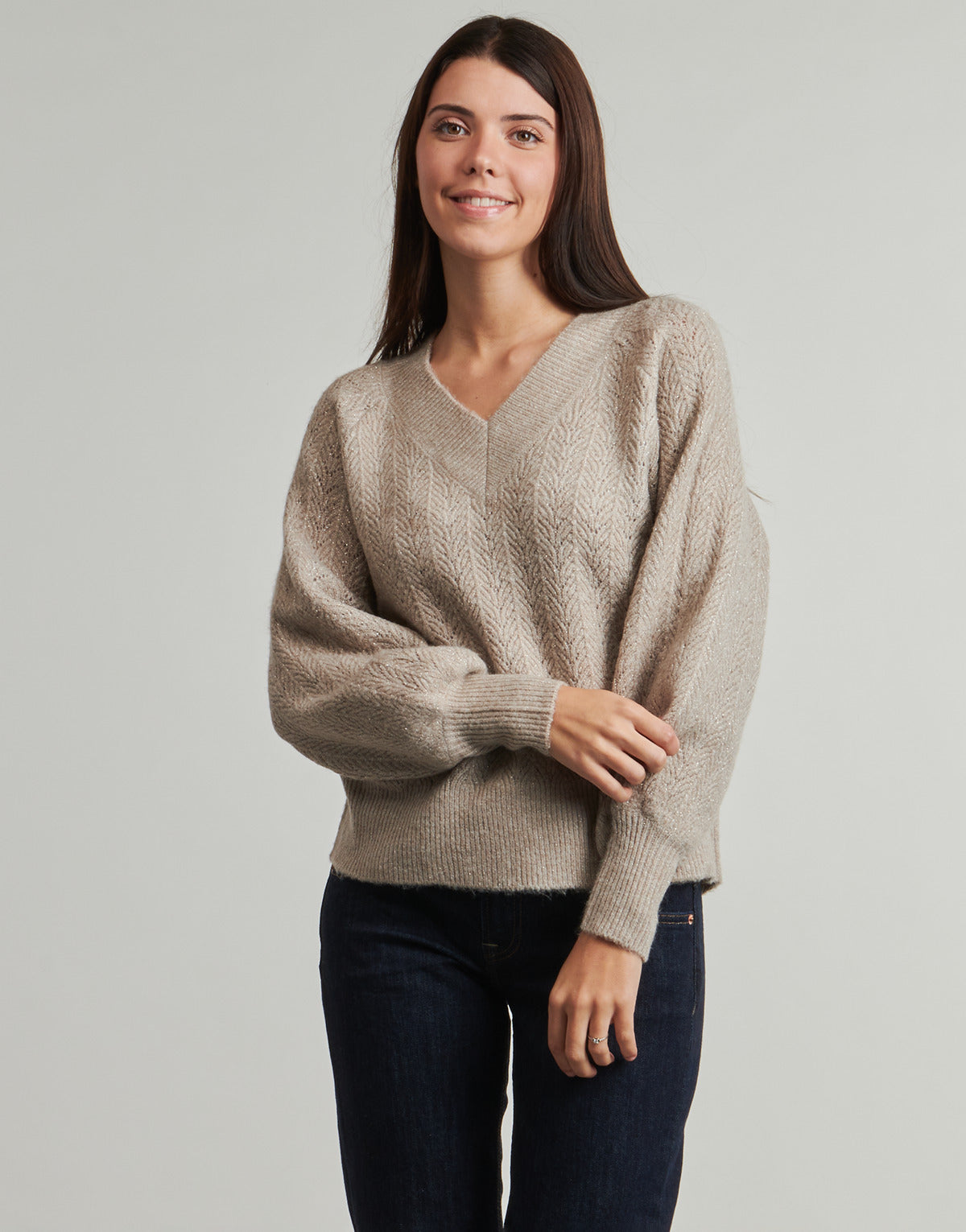 Maglione Donna Only  ONLLUCILLA LS GLITTER  Marrone