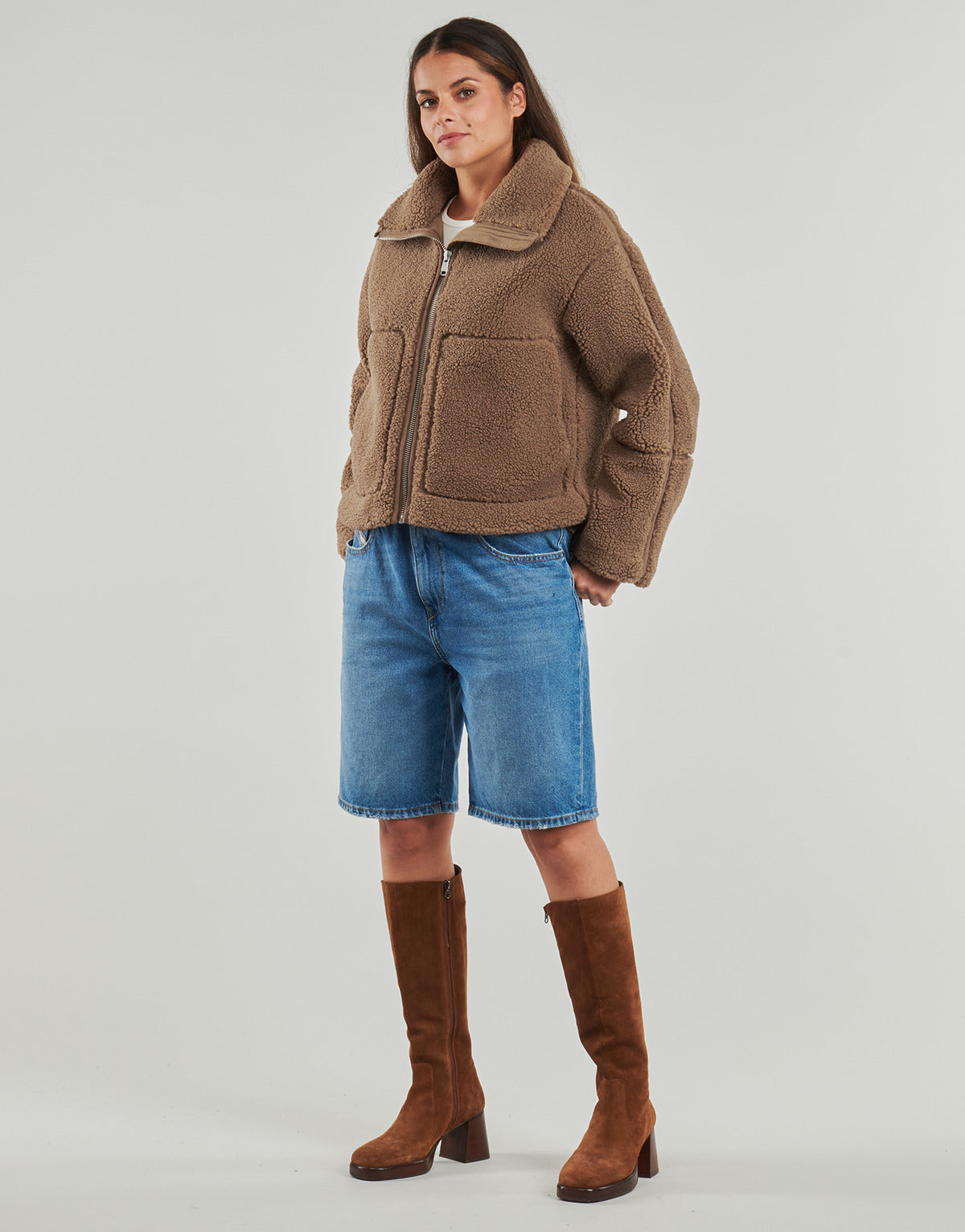 Giubbotto Donna Only  ONLASPEN LIFE TEDDY  Marrone