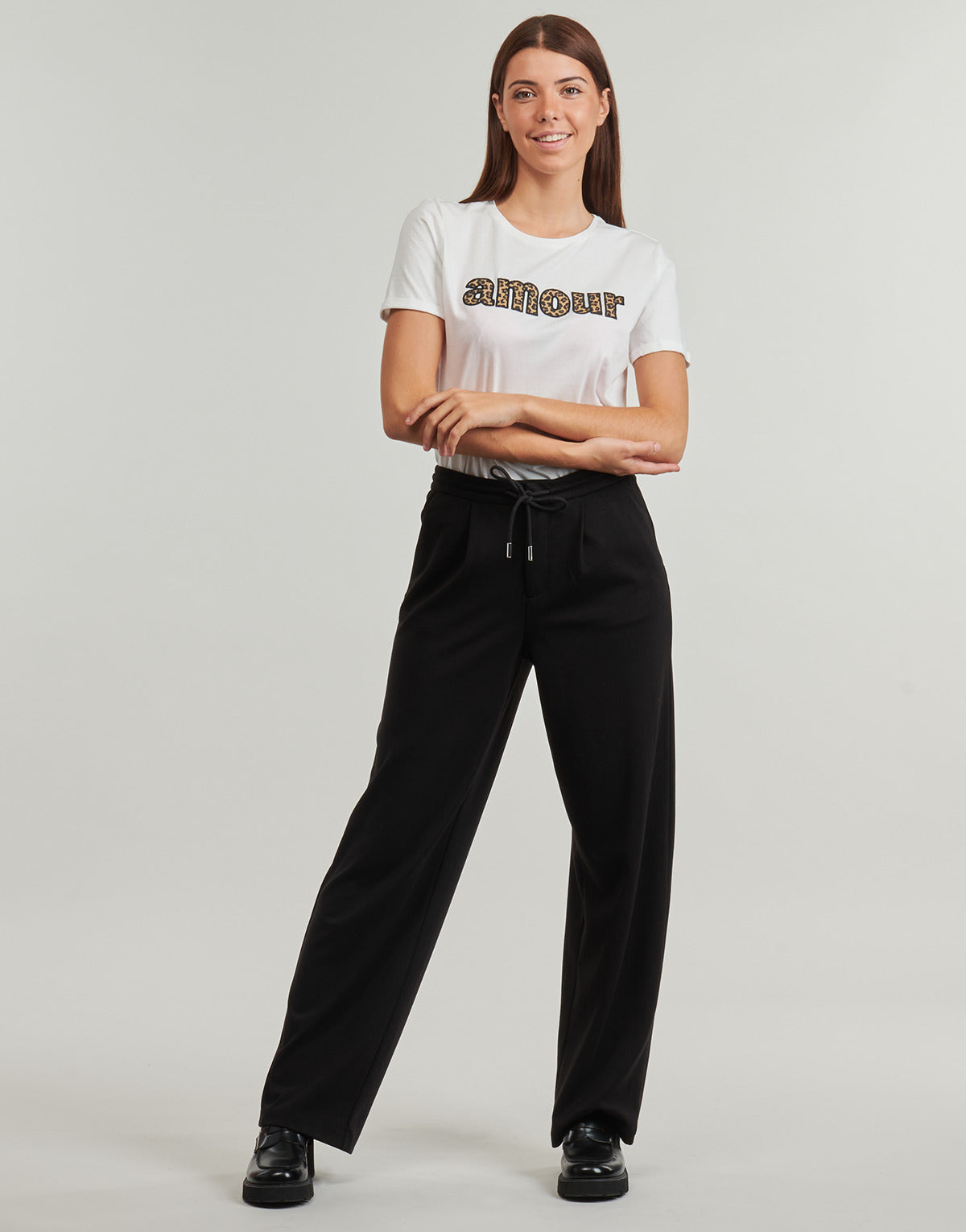 Pantaloni Sportivi Donna Only  ONLJILL MW STRAIGHT  Nero