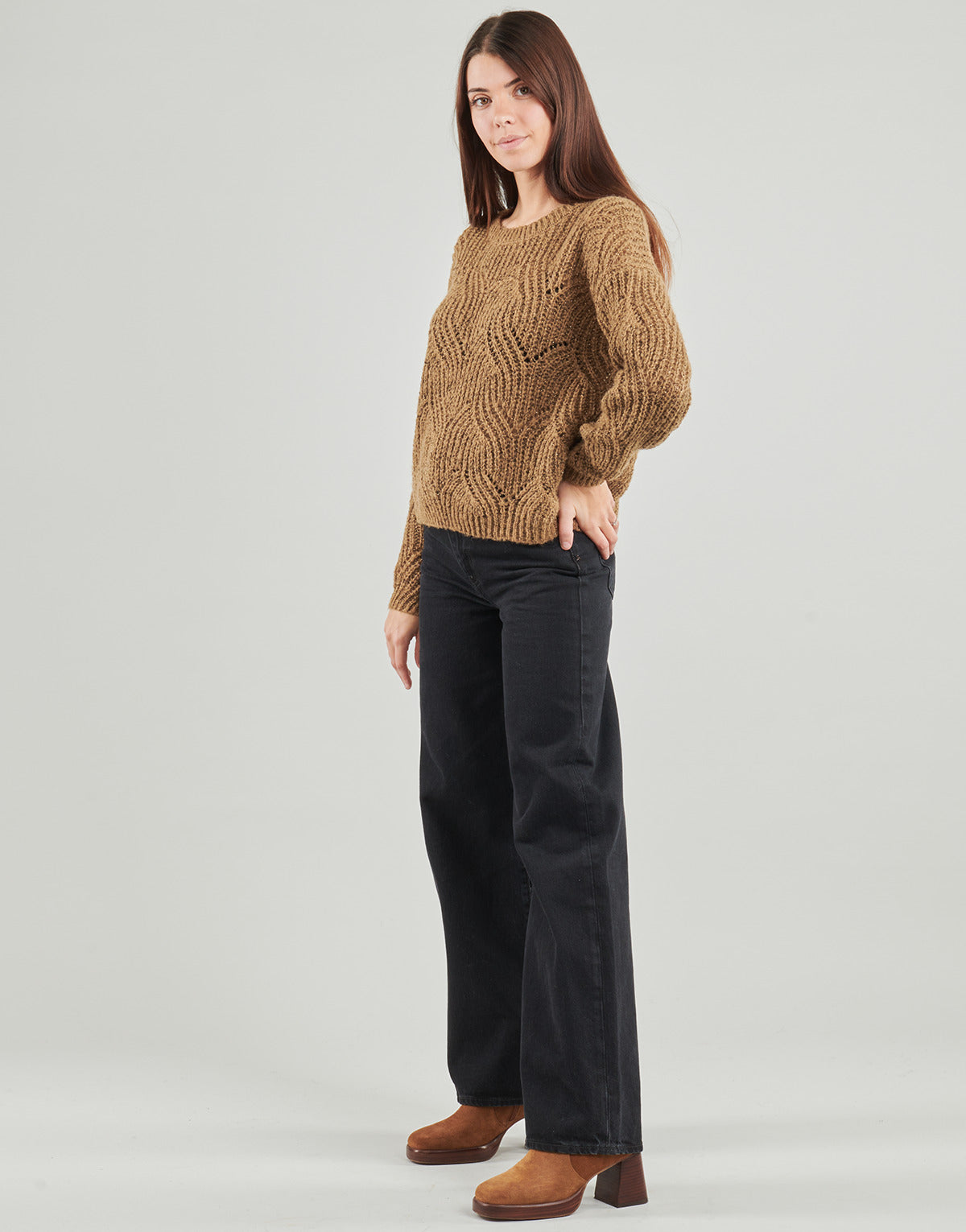 Maglione Donna Only  ONLHANJA LS GLITTER  Marrone