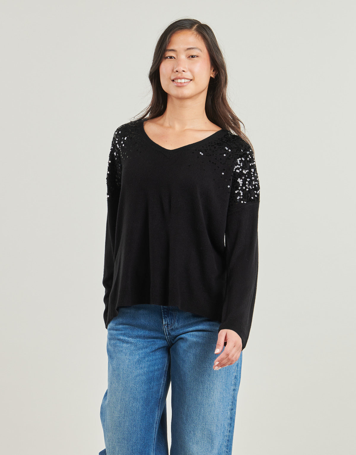 Maglione Donna Only  ONLSTARRY LS SEQUIN  Nero