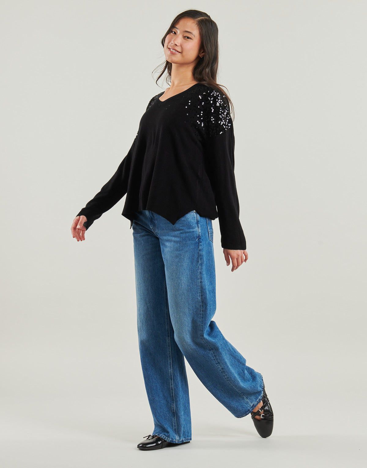 Maglione Donna Only  ONLSTARRY LS SEQUIN  Nero